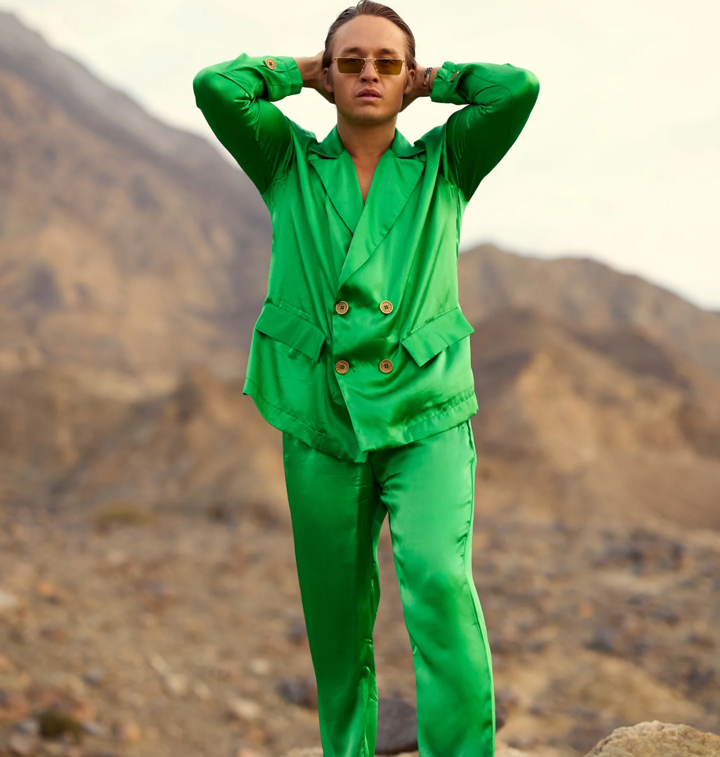Exclusive Emerald Silk Suit